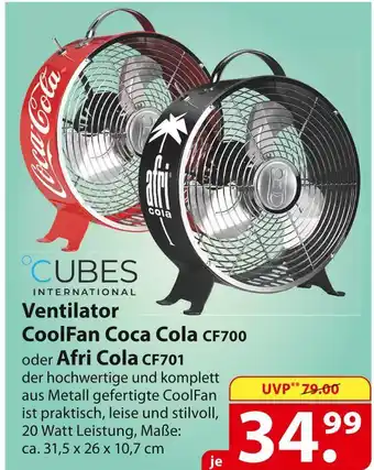 Famila Nord Ost Cubes ventilator coolfan coca cola cf700 oder afri cola cf701 Angebot