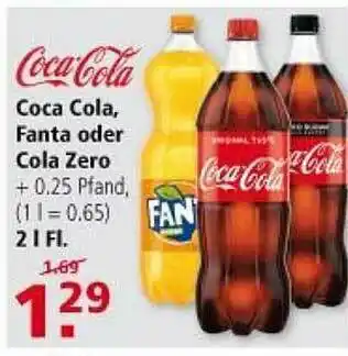 Multi Markt Coca Cola, Fanta, oder Cola Zero 2L Angebot