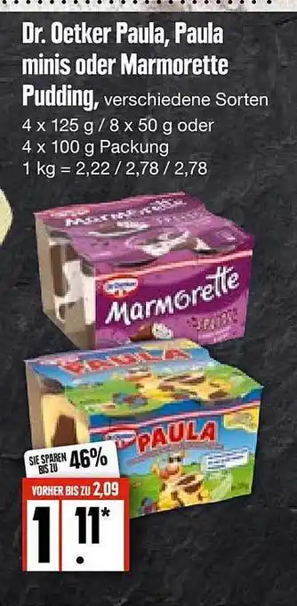 Edeka Frischemarkt Dr. Oetker Paula, Paula Minis Oder Marmorette Pudding Angebot