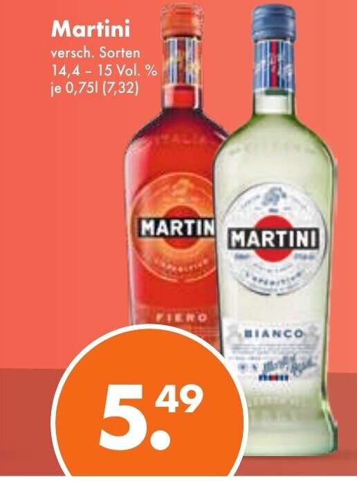 Martini 750ml Angebot bei Trink und Spare