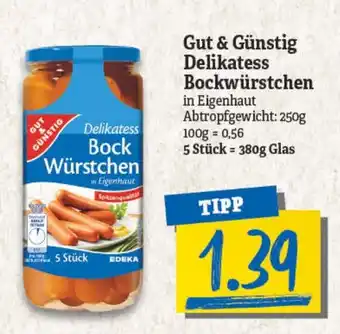 NP Discount Gut & Günstig Delikatess Bockwürstchen 380 g Glas Angebot