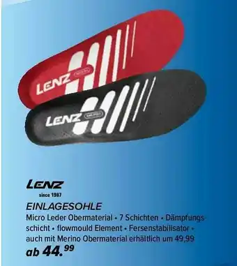 Hervis Lenz Einlagesohle Angebot