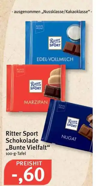 Feneberg Ritter Sport Schokolade „Bunte Vielfalt” 100g Angebot