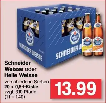 Famila Nord West Schneider Weisse oder h Helle Weisse 20 x 0,5-l-Kiste Angebot