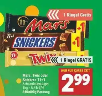 Marktkauf Mars, Twix Oder Snickers 11+1 Angebot