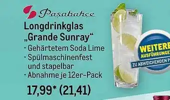 METRO Pasabahce Longdrinkglas „grande Sunray“ Angebot