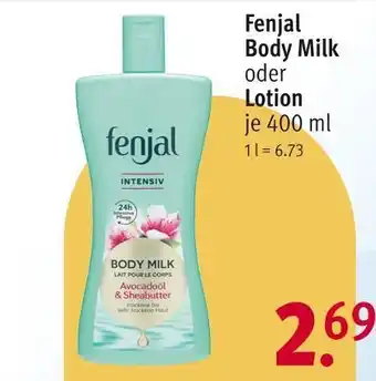 Rossmann Fenjal body milk oder lotion Angebot