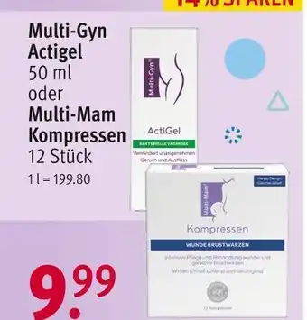 Rossmann Multi-gyn actigel oder multi-mam kompressen Angebot