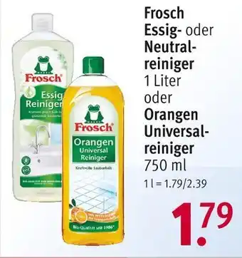 Rossmann Frosch essig- oder neutralreiniger, oder orangen universalreiniger Angebot