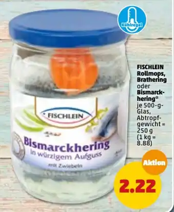 PENNY Fischlein Rollmops, Brathering oder Bismarckhering 500 g Glas Angebot