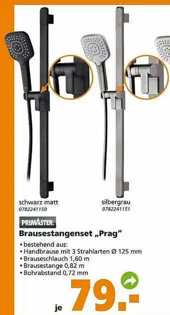 Globus Baumarkt Schwarz Matt Primaster Brausestangenset „Prag” Angebot