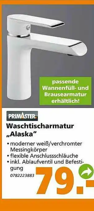 Globus Baumarkt Primaster Waschtischarmatur „Alaska” Angebot