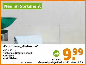 Globus Baumarkt Wandfliese „Alabastro” Angebot