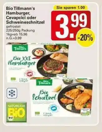 WEZ Bio Tillmann's Hamburger, Cevapcici Oder Schweineschnitzel Angebot