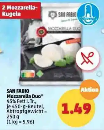 PENNY San Fabio Mozzarella Duo 450 g Beutel Angebot