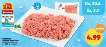 PENNY Mühlenhof Schweine Hackfleisch 1000 g Packung Angebot