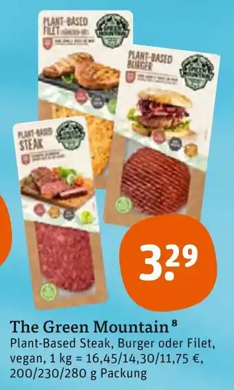 tegut The Green Mountain Plant Based Steak, Burger oder Filet 200/230/280 g Packung Angebot