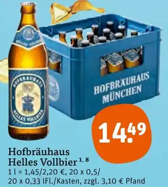 tegut Hofbräuhaus Helles Vollbier 20x0,5 L/20x0,33 L Angebot