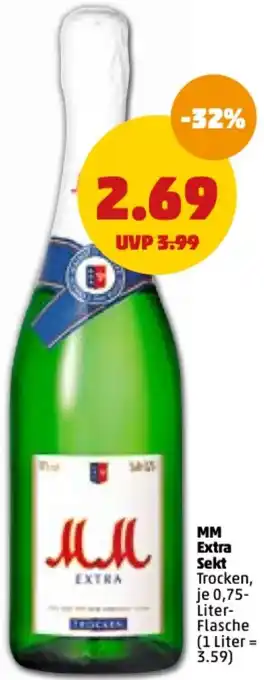 PENNY MM Extra Sekt 0,75 Liter Flasche Angebot