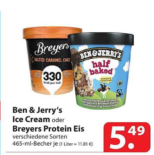 Ben & Jerry's Ice Cream Oder Breyers Protein Eis Angebot bei Famila