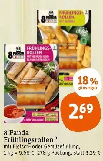 tegut 8 Panda Frühlingsrollen 278 g Packung Angebot