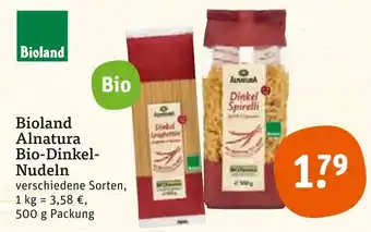 tegut Bioland Alnatura Bio Dinkel Nudeln 500 g Packung Angebot