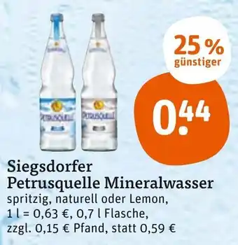 tegut Siegsdorfer Petrusquelle Mineralwasser 0,7 L Flasche Angebot