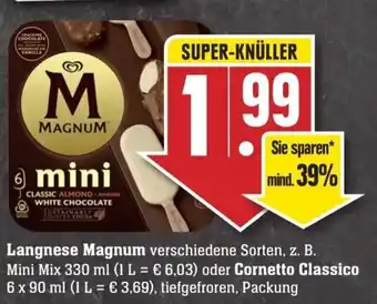 Edeka Neukauf Langnese Magnum 330 ml oder Cornetto Classico 6x90 ml Packung Angebot