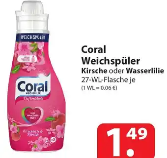 Famila Nord Ost Coral Weichspüler Kirsche oder Wasserlilie 27 WL Flasche Angebot