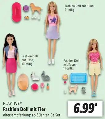 Lidl Playtive Fashion Doll mit Tier Angebot