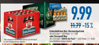 diska Feldschlosschen Bier, Biermischgetrank 20*500ml o. Sternquell Bier 20*500ml Angebot