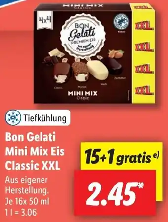 Lidl Bon Gelati Mini Mix Eis Classic XXL 16x50 ml Angebot