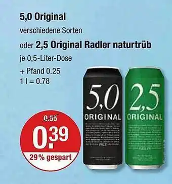 V Markt 5,0 Original Oder 2,5 Original Radler Naturtrüb Angebot