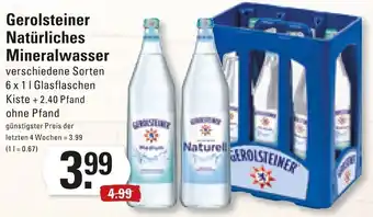 Meyer's Frischemarkt Gerolsteiner Natürliches Mineralwasser 6 x 1 l Glasflaschen Kiste Angebot