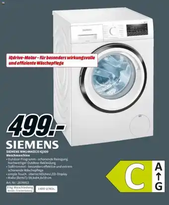 MediaMarkt Siemens Waschmaschine | WM14NKECO IQ300 Angebot