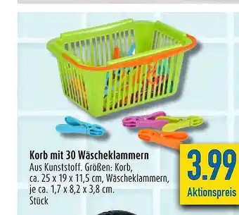 diska Korb Mit 30 Wäscheklammern Angebot