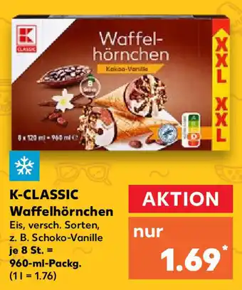 Kaufland K-Classic Waffelhörnchen 960 ml Packg. Angebot