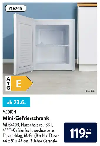 Aldi Süd Medion Mini Gefrierschrank Angebot