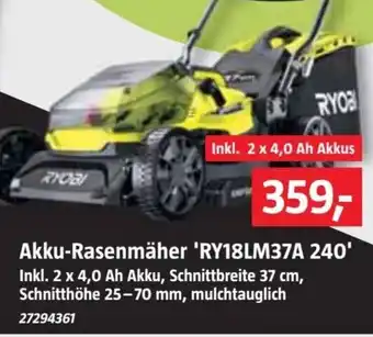 Bauhaus Ryobi Akku Rasenmäher RY18LM37A 240 Angebot