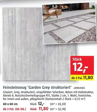 Bauhaus Feinsteinzeug 'Garden Grey struckturiert' Angebot