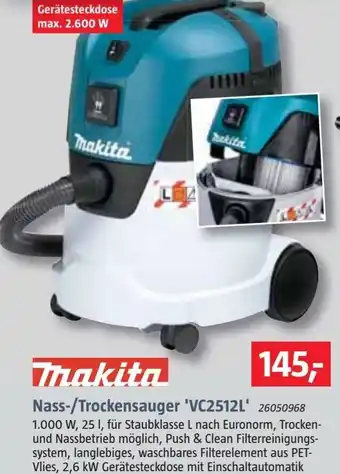 Bauhaus Makita Nass/Trockensauger V2512L Angebot