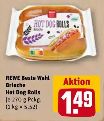 REWE Center Rewe Beste Wahl Brioche Hot Dog Rolls 270 g Pckg. Angebot