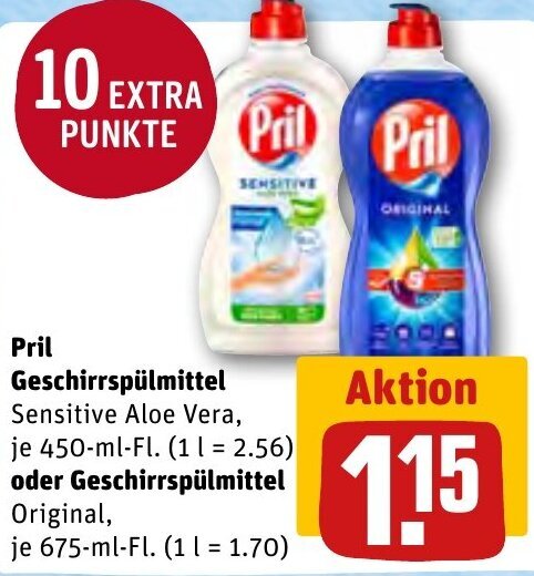 Pril Geschirrsp lmittel Sensitive Aloe Vera 450 Ml Oder 
