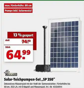 Hagebau Mr. Gardeer Solar-teichpumpen-st „sp 350” Angebot