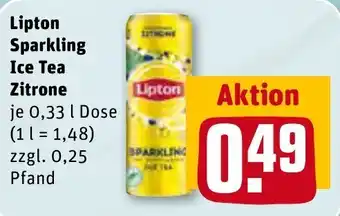 REWE Center Lipton Sparkling Ice Tea Zitrone 0,33 L Dose Angebot