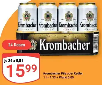 Globus Krombacher Pils oder Radler 24 x 0,5 L Angebot