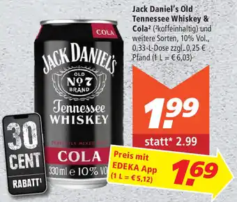 Marktkauf Jack Daniels Old Tennessee Whiskey & Cola 330ml Angebot