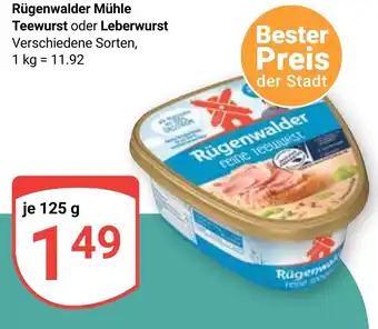 Globus Rügenwalder Mühle Teewurst oder Leberwurst 125 g Angebot