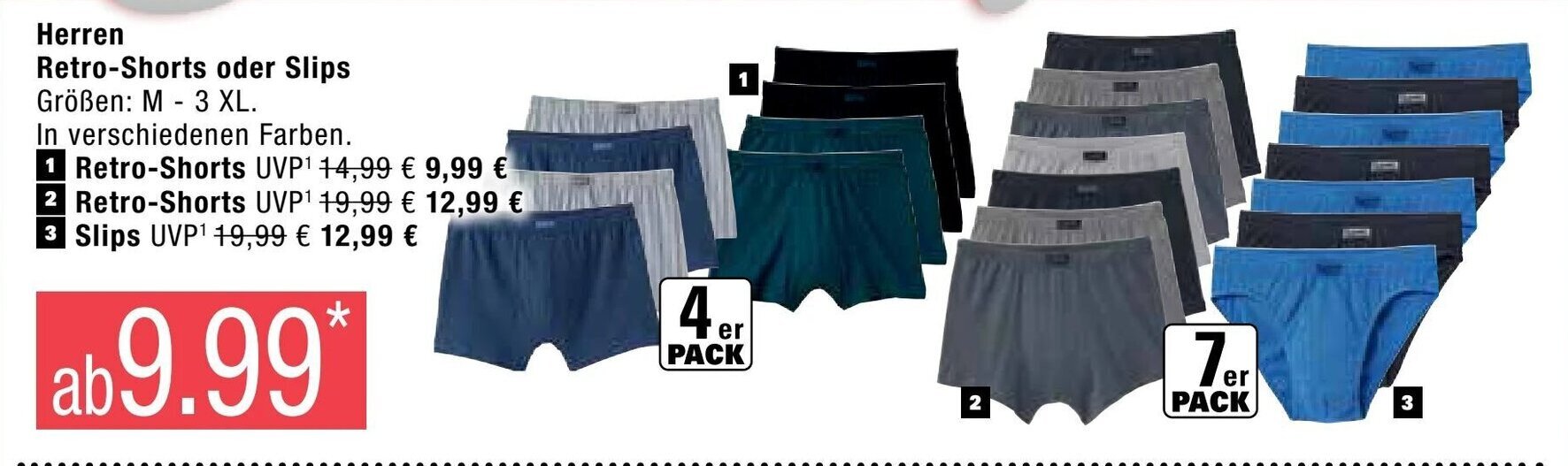 Herren RetroShorts o. Slips 4/7 Pack Angebot bei Marktkauf