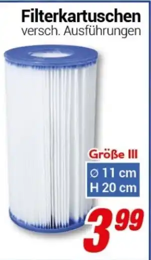 CENTERSHOP Filterkartuschen GröBe lll Ø 11 cm H 20 cm Angebot